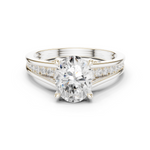Gold Ring DDLR-253, Oval center stone, White Gold