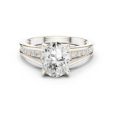 Gold Ring DDLR-253, Oval center stone, White Gold