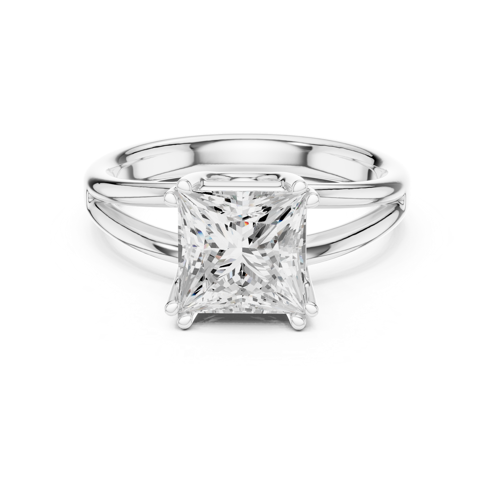 Gold Jewelry L36-7, Princess center stone, White Gold, view 4