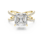 Gold Jewelry, Asscher center stone, Yellow Gold, view 4