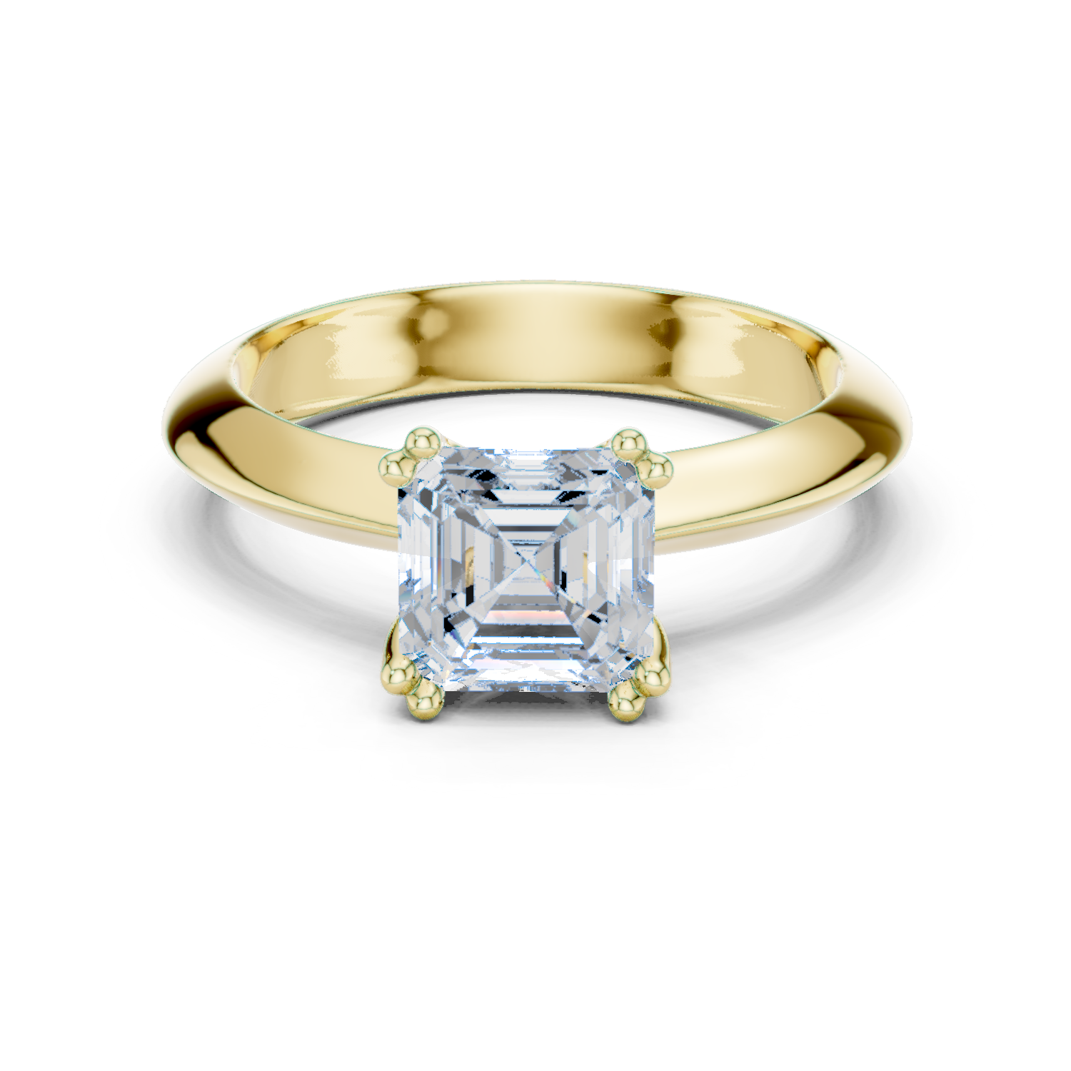 Gold Jewelry L36-8, Asscher center stone, Yellow Gold