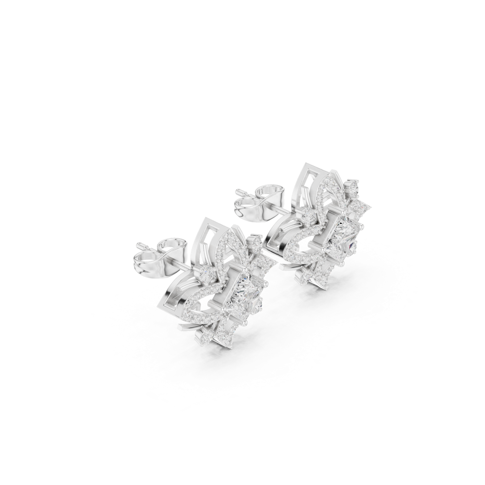 Gold Earrings ALJER-492, White Gold