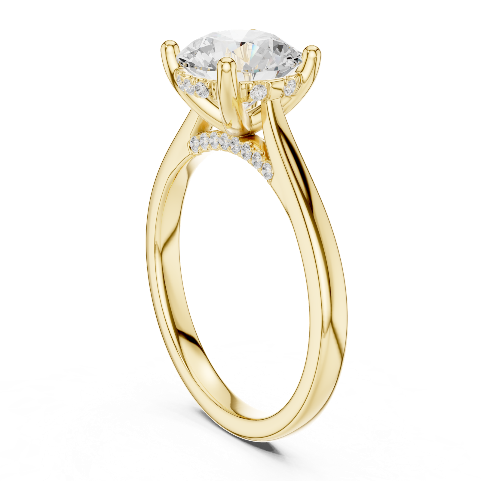 Gold Ring DDLR-163, Round center stone, Yellow Gold, view 1