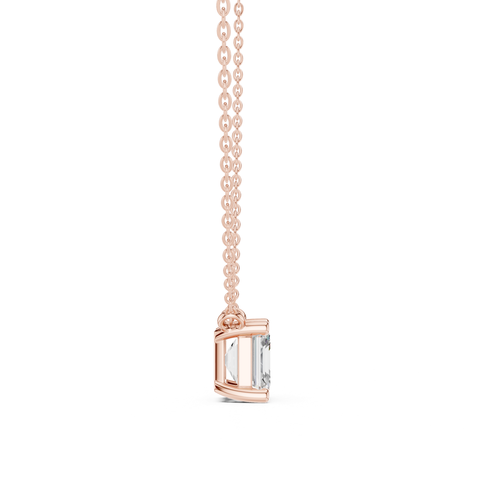 Gold Jewelry, Asscher center stone, Rose Gold, view 3