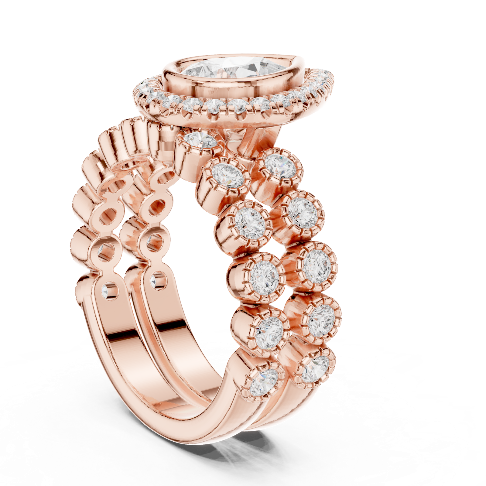 Gold Ring DDLR-296, Rose Gold, view 1