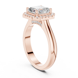 Gold Ring, Asscher center stone, Rose Gold, view 1
