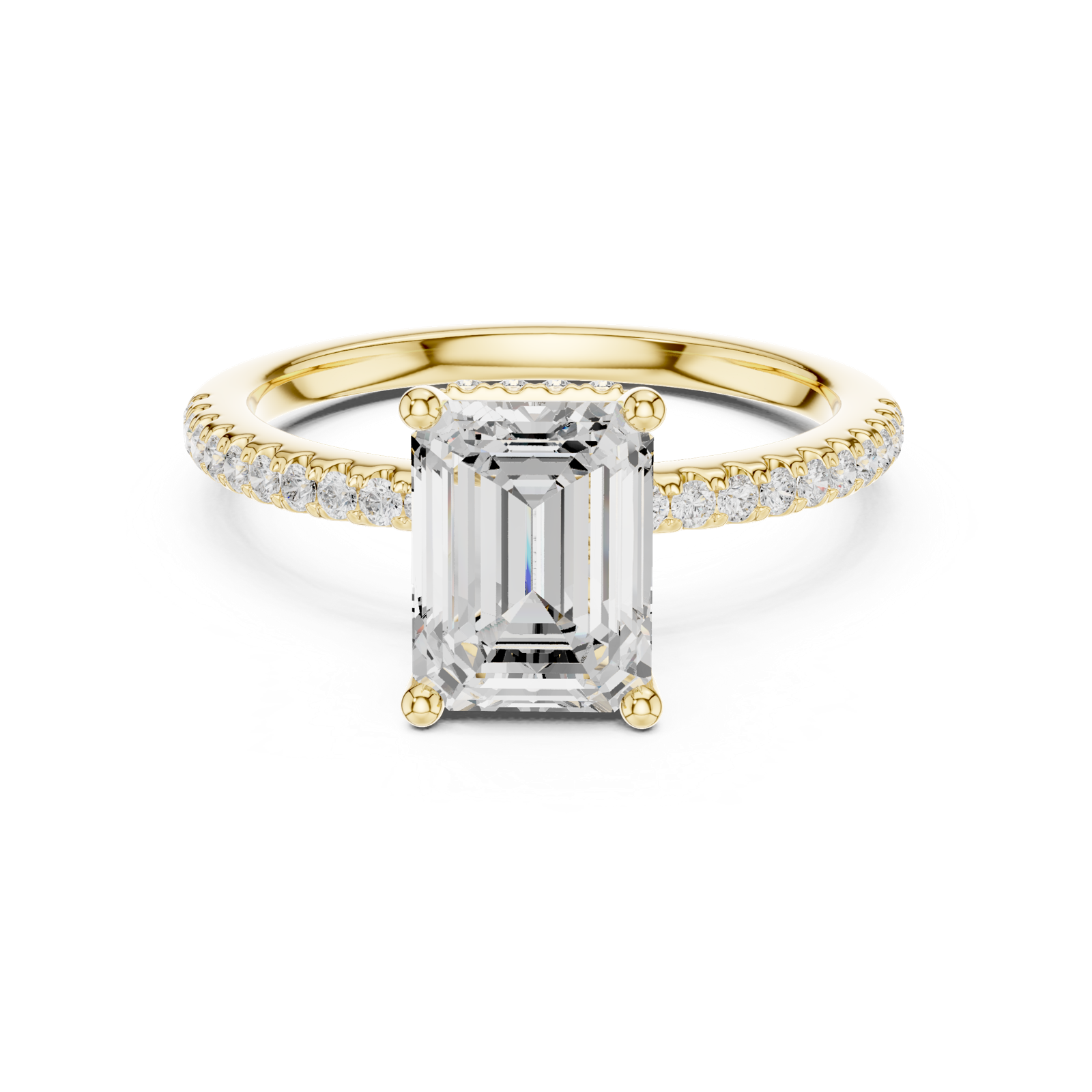 Gold Ring DDLR-177, Emerald center stone, Yellow Gold, view 4