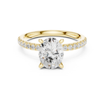 Gold Ring DDLR-256, Oval center stone, Yellow Gold, view 4