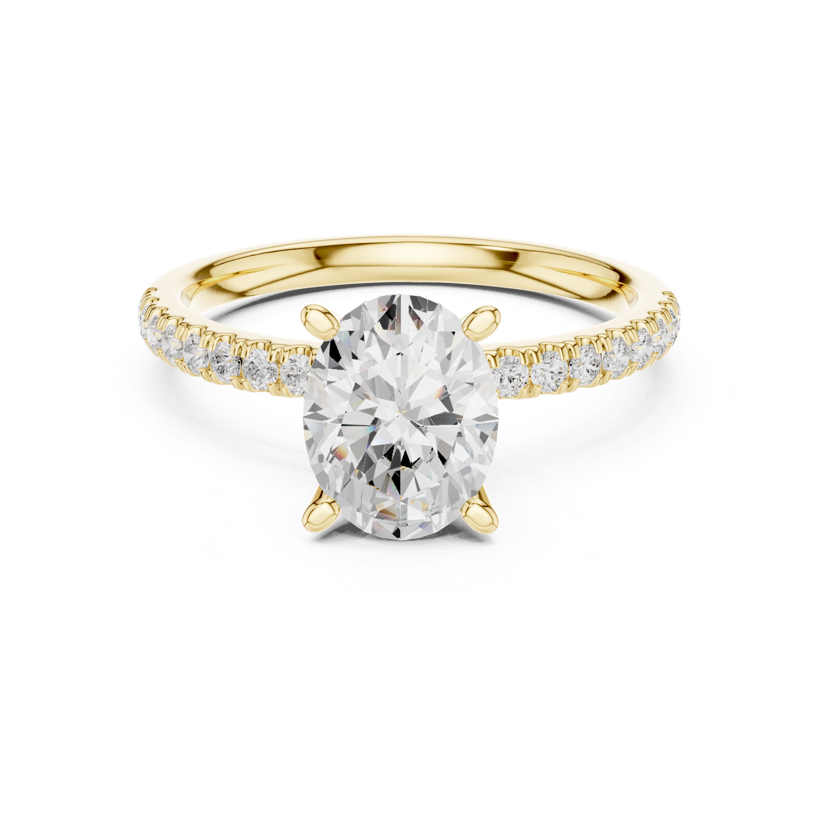 Gold Ring DDLR-256, Oval center stone, Yellow Gold, view 4