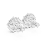 14K Solid Gold Lab Diamond Flower Cluster Earrings, White Gold, view 3