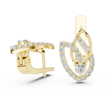 14K Solid Gold Lab Diamond Leaf Drop Earrings, Yellow Gold, view 1