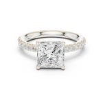 Gold Ring DDLR-161, Princess center stone, White Gold