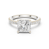 Gold Ring DDLR-161, Princess center stone, White Gold