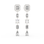 14K Solid Gold Lab Diamond Drop Earrings, White Gold