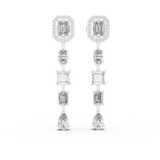 14K Solid Gold Lab Diamond Drop Earrings, White Gold