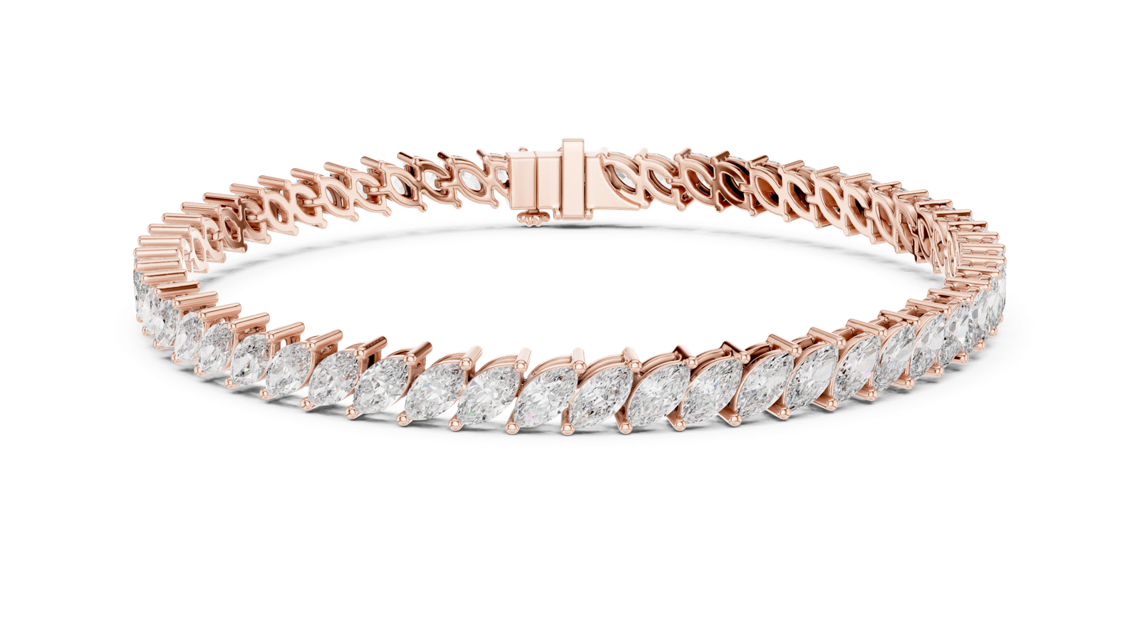 14K Solid Gold Lab Diamond Bracelet, Rose Gold, view 4