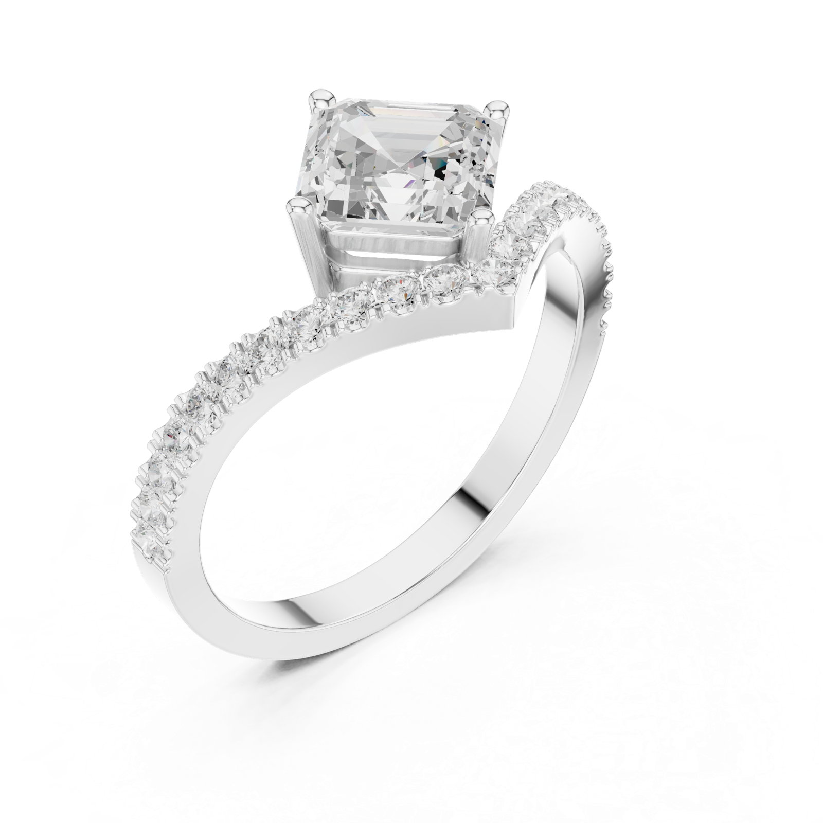 Gold Ring DDLR-1114, White Gold, view 2