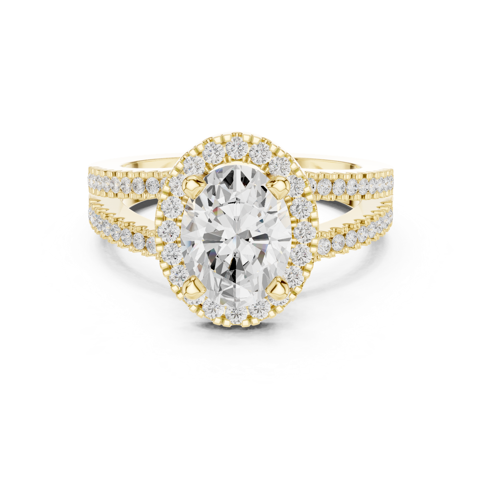 Gold Ring DDLR-350, Oval center stone, Yellow Gold, view 4