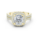 Gold Ring DDLR-341, Cushion center stone, Yellow Gold