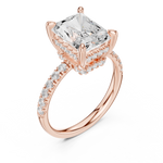 Gold Ring DDLR-259, Radiant center stone, Rose Gold, view 2