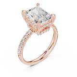 Gold Ring DDLR-259, Radiant center stone, Rose Gold, view 2