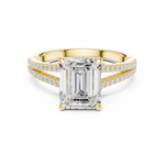Gold Ring DDLR-252, Emerald center stone, Yellow Gold, view 4