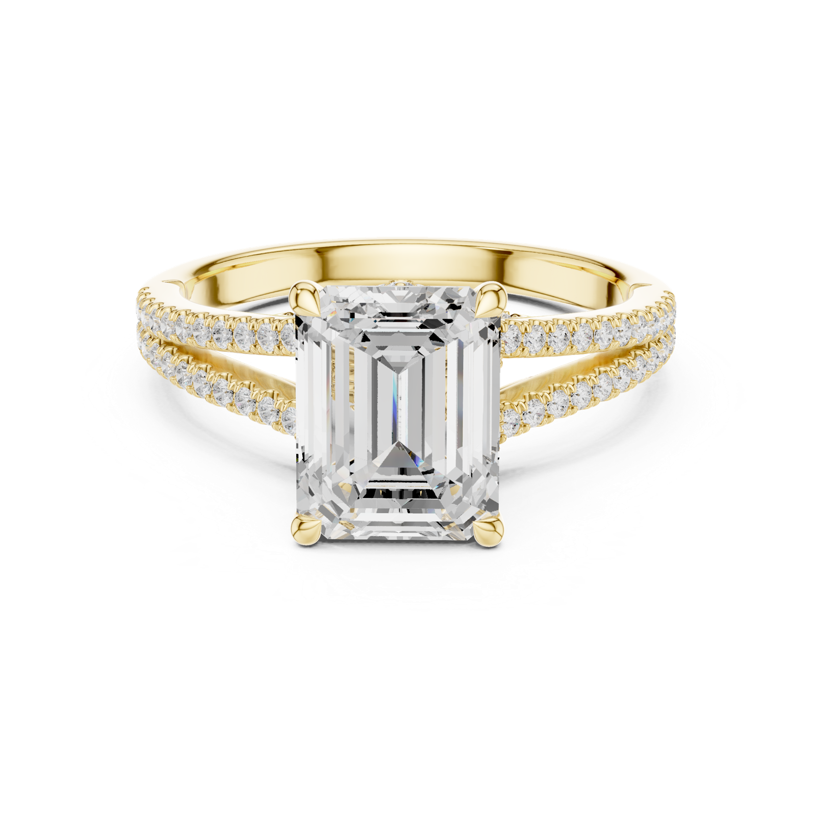 Gold Ring DDLR-252, Emerald center stone, Yellow Gold, view 4