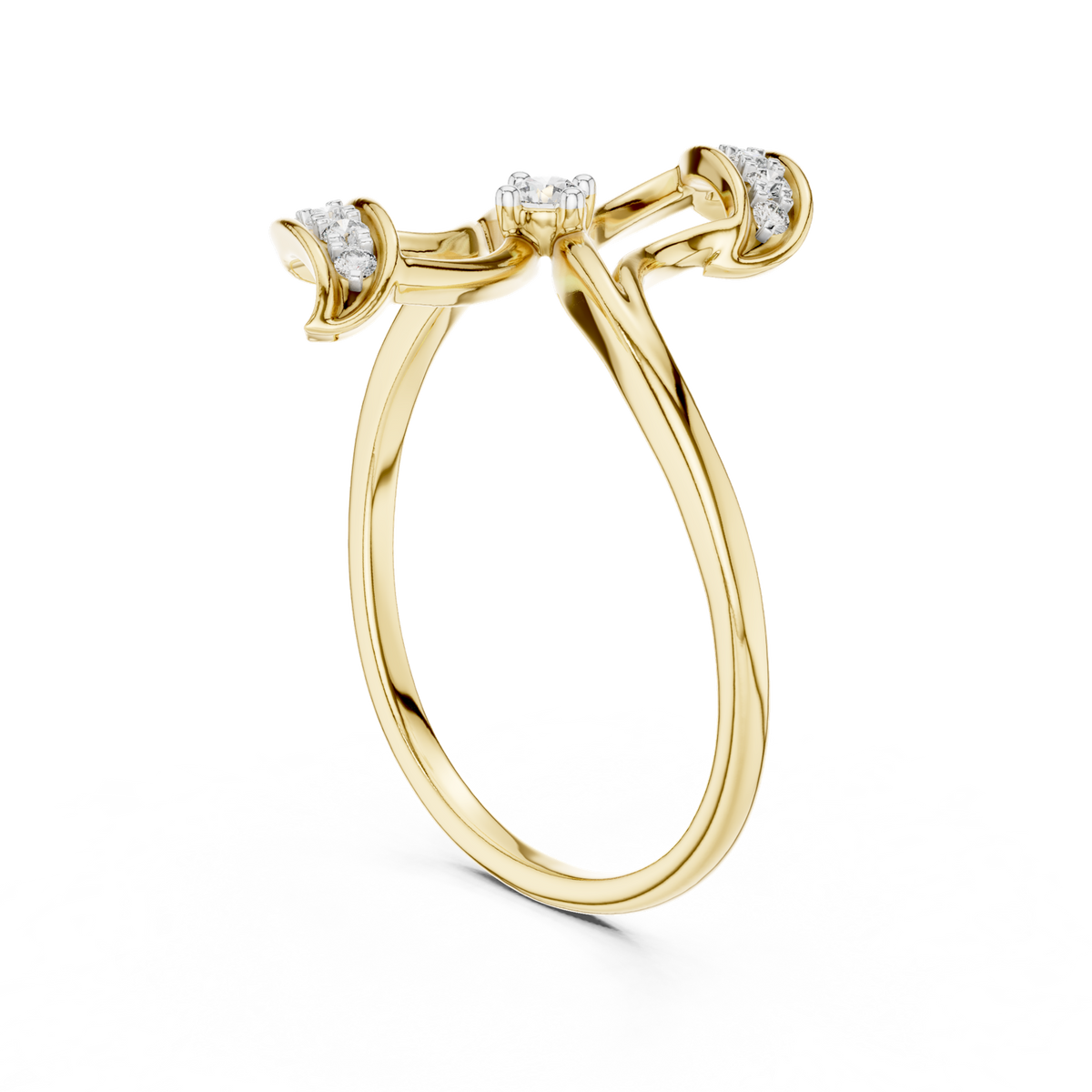 14K Solid Gold Lab Diamond Cluster Ring, Yellow Gold, view 1