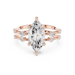 Gold Ring DDLR-441, Marquise center stone, Rose Gold, view 4