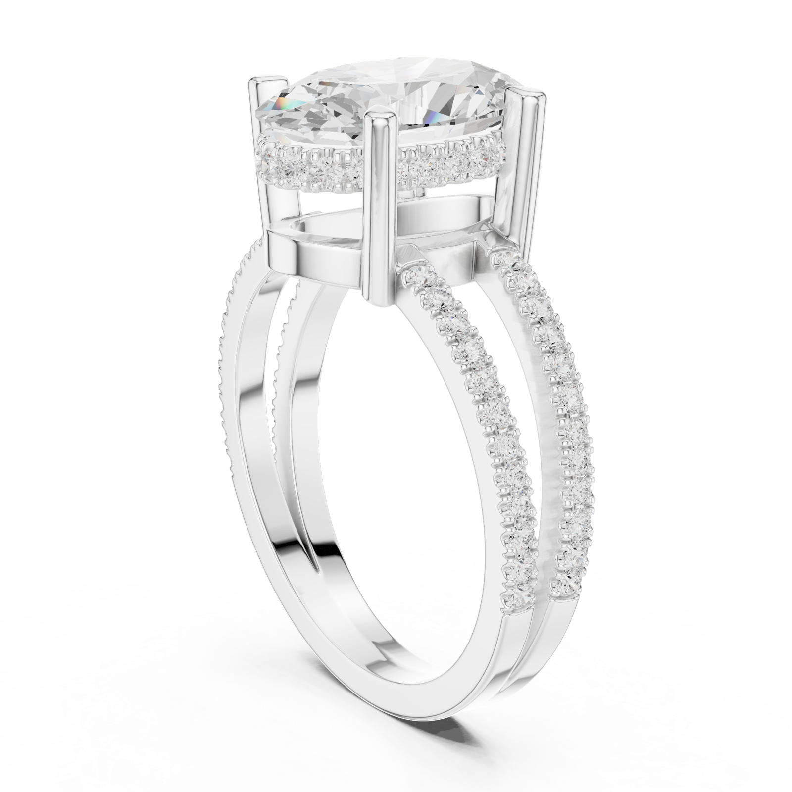 Gold Jewelry L36-13, Oval center stone, White Gold, view 1