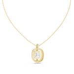 14K Solid Gold Lab Diamond Halo Pendant Necklace, Yellow Gold, view 4