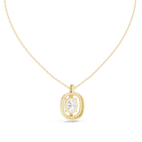 14K Solid Gold Lab Diamond Halo Pendant Necklace, Yellow Gold, view 4