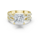 Gold Ring DDLR-300, Princess center stone, Yellow Gold