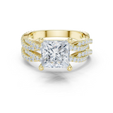 Gold Ring DDLR-300, Princess center stone, Yellow Gold
