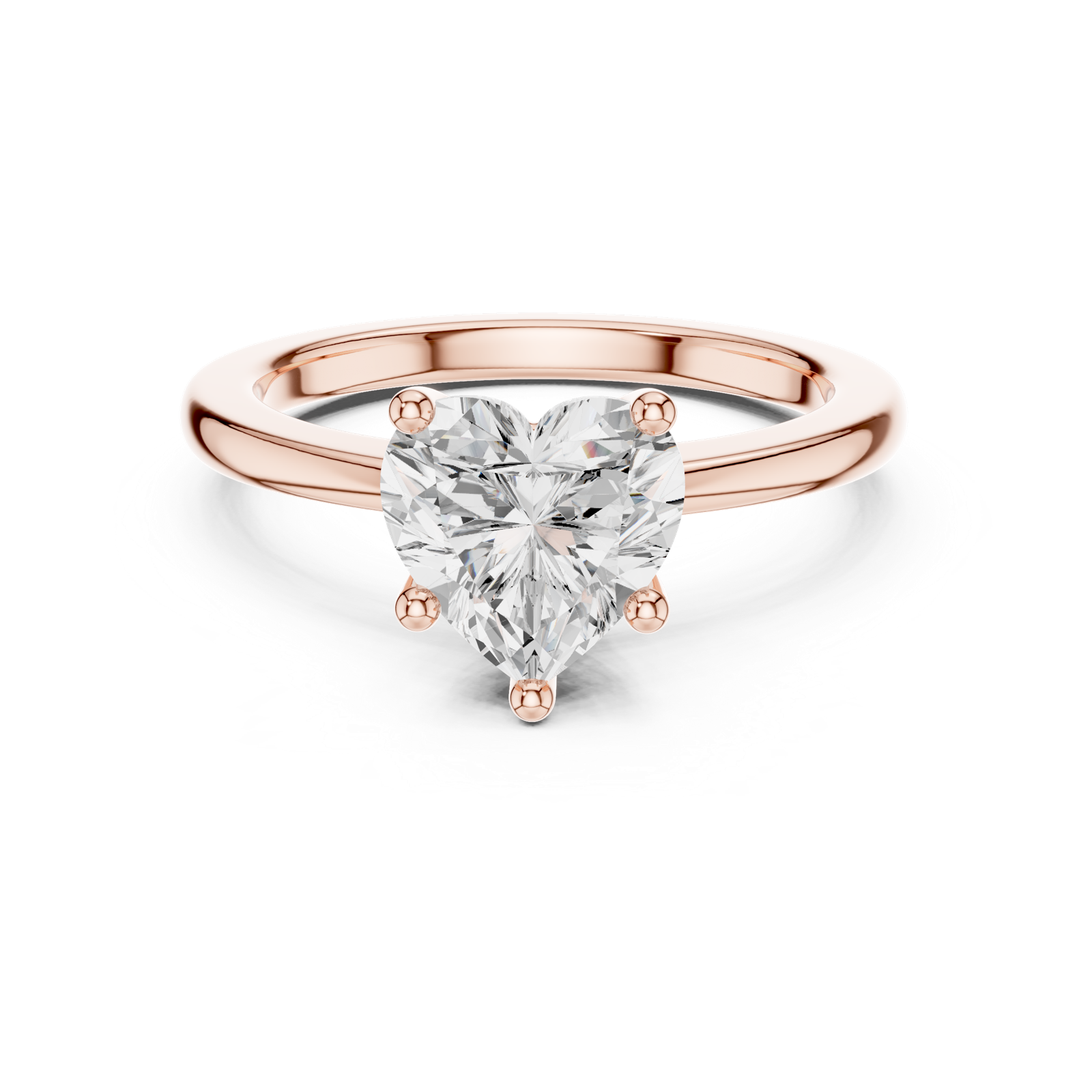 Gold Ring DDLR-032, Heart center stone, Rose Gold, view 4