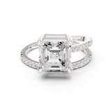 Gold Jewelry, Asscher center stone, White Gold