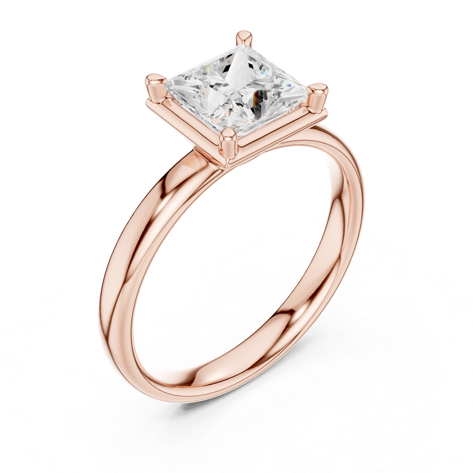 Gold Jewelry L36-10, Princess center stone, Rose Gold, view 2