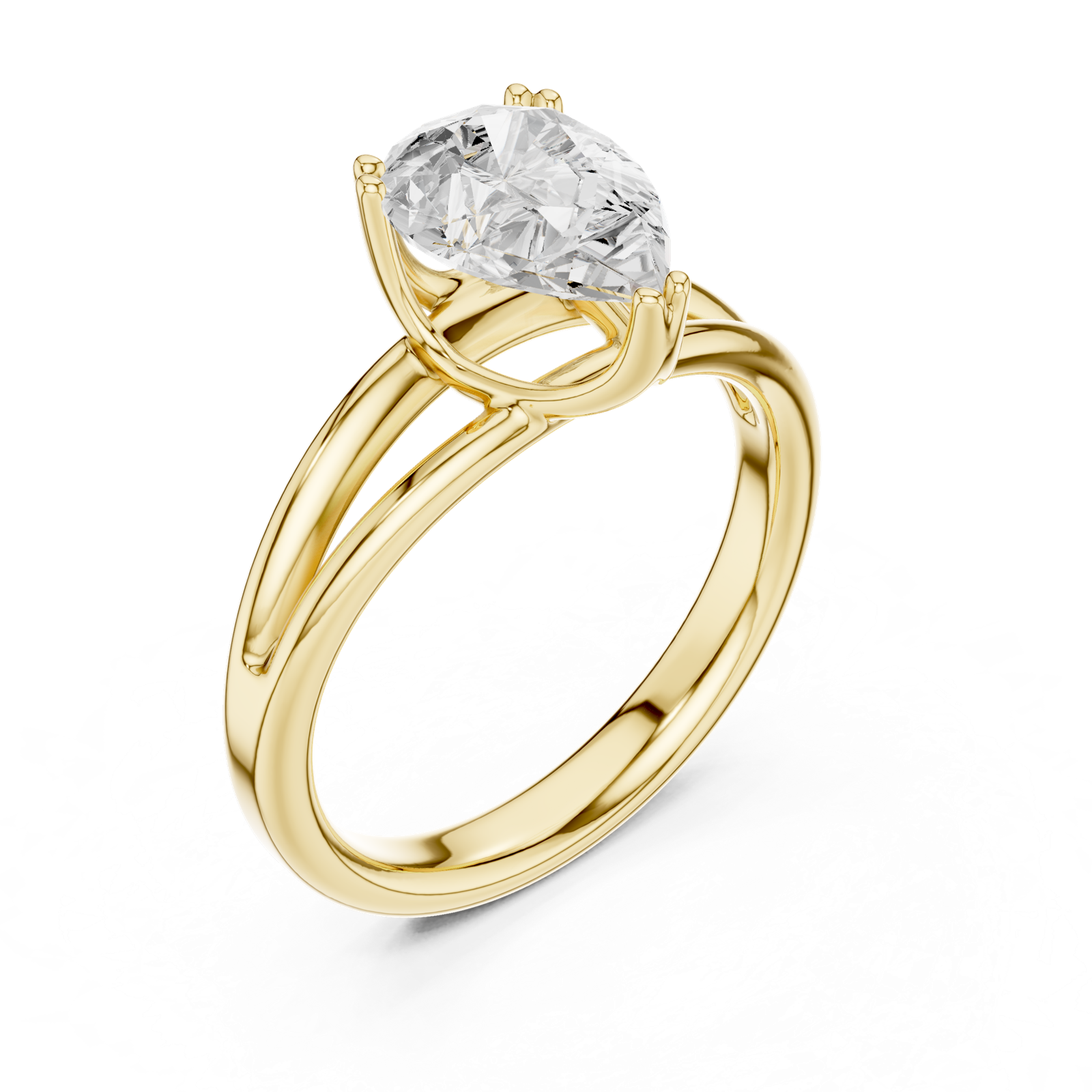 Gold Jewelry L36-7, Pear center stone, Yellow Gold, view 2