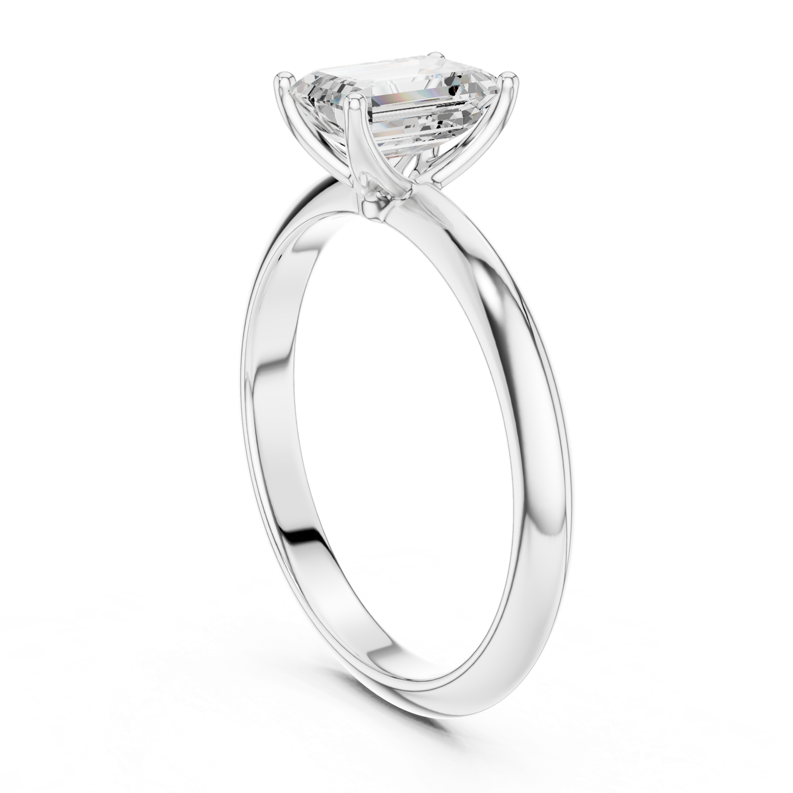 Gold Jewelry L36-6, Emerald center stone, White Gold, view 1