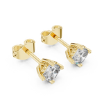 14K Solid Gold Lab Diamond Halo Earrings, Yellow Gold, view 2