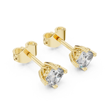 14K Solid Gold Lab Diamond Halo Earrings, Yellow Gold, view 2