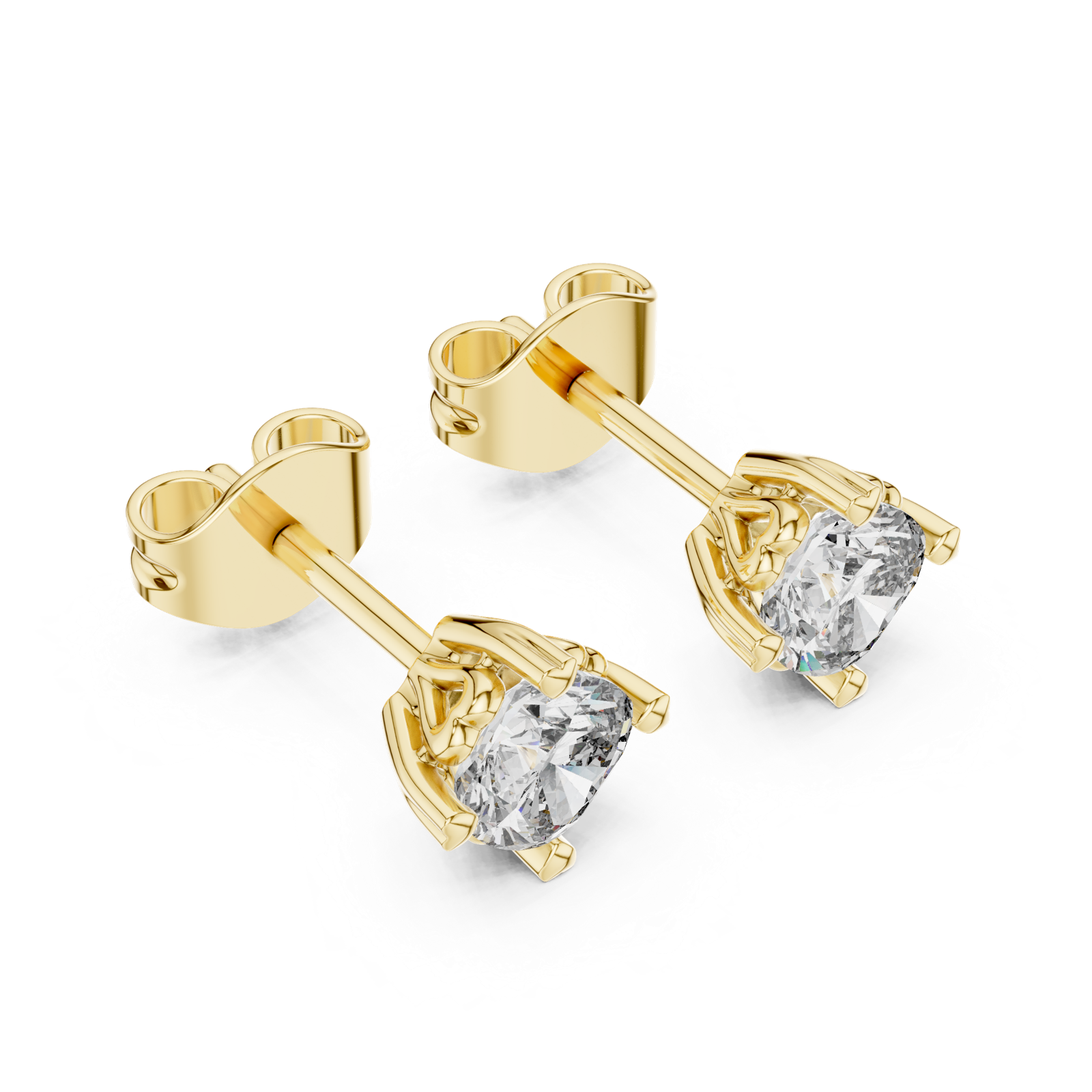 14K Solid Gold Lab Diamond Halo Earrings, Yellow Gold, view 2
