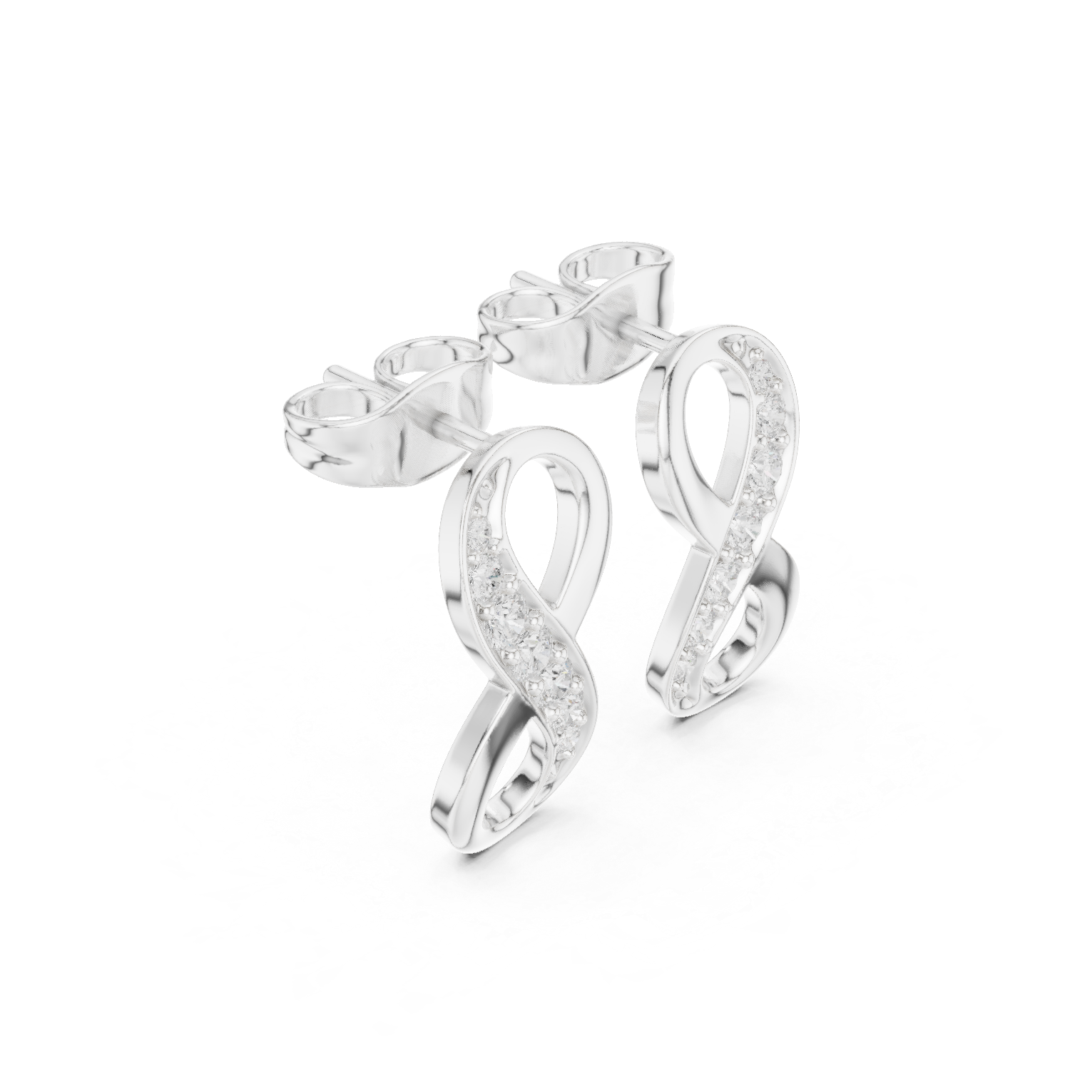 Gold Earrings SBER(51), White Gold, view 1