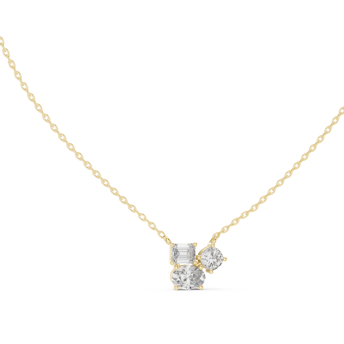 14K Solid Gold Lab Diamond Pendant Necklace, Yellow Gold, view 1