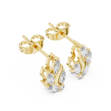 14K Solid Gold Lab Diamond Leaf Huggie Earrings, Yellow Gold, view 2