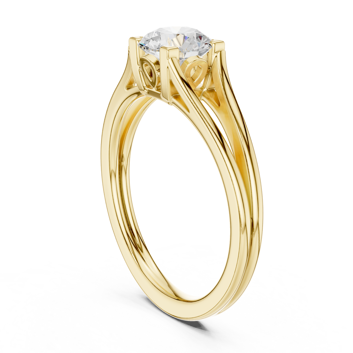 14K Solid Gold Lab Diamond Solitaire Ring, Yellow Gold, view 1