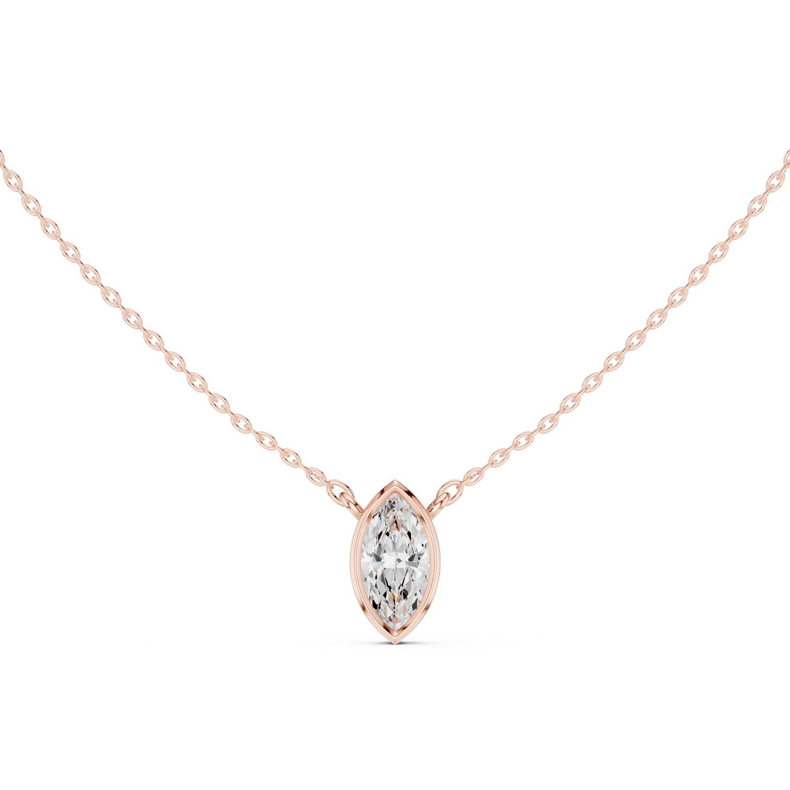 Gold Jewelry DDPS-001, Marquise center stone, Rose Gold, view 4