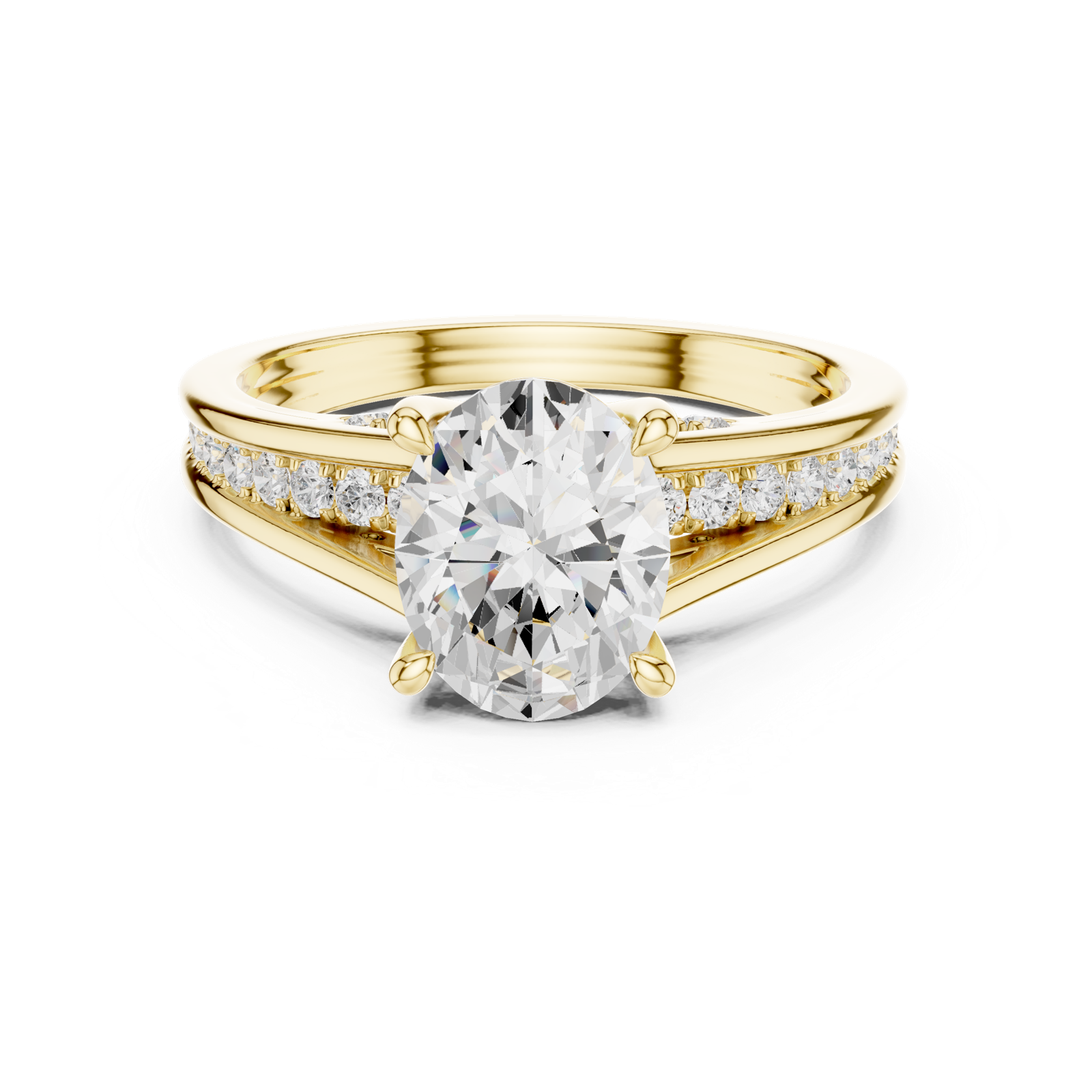 Gold Ring, Oval center stone, Yellow Gold, view 4