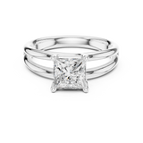 Gold Jewelry L36-9, Princess center stone, White Gold, view 4