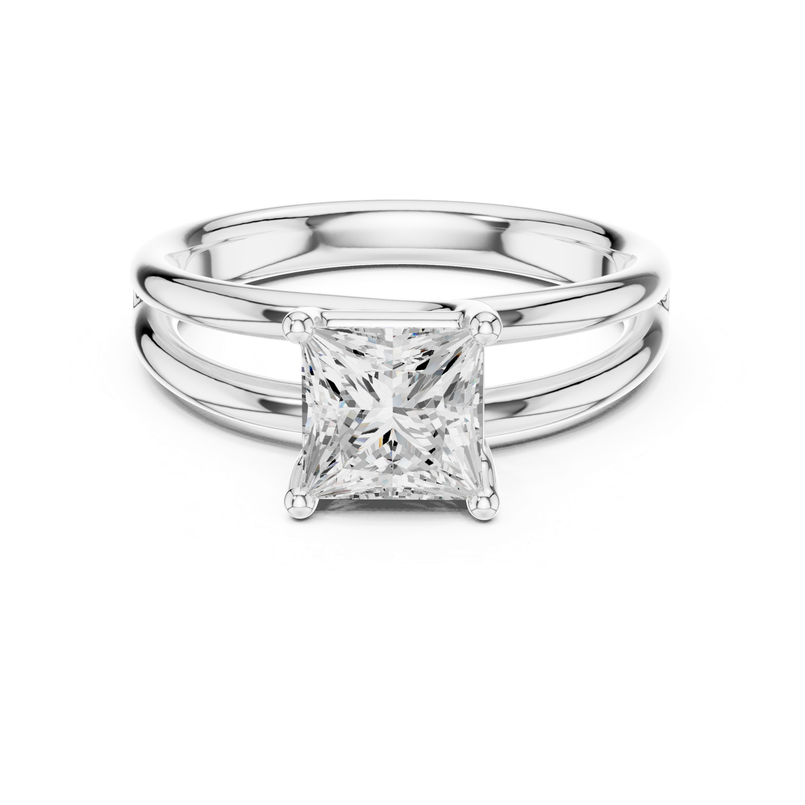 Gold Jewelry L36-9, Princess center stone, White Gold, view 4